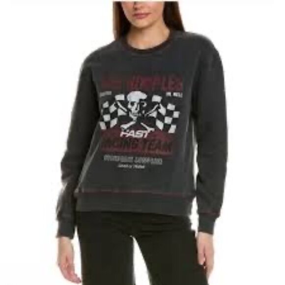 The Kooples Racing Team Skull Crossbones Pullover Crewneck Sweatshirt US Size 6 - Picture 1 of 7